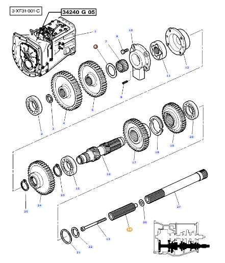 Power Shuttle Transmission Shaft 3811541M2 - Image 2