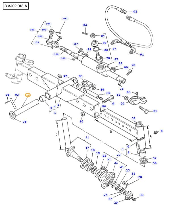 2WD Front Axle Pin 1695081M1 - Image 2