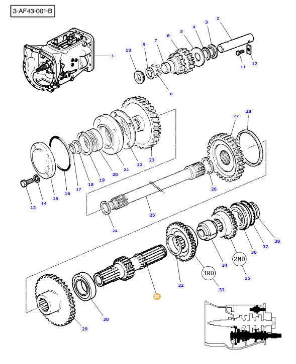 Counter Shaft 18x6 Transmission 3697812M1 - Image 2