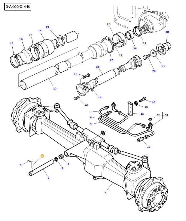 Front-Axle-Clevis-Pin-522259M1, Massey Ferguson Tractors, Ned Murphy Tractors Ltd.